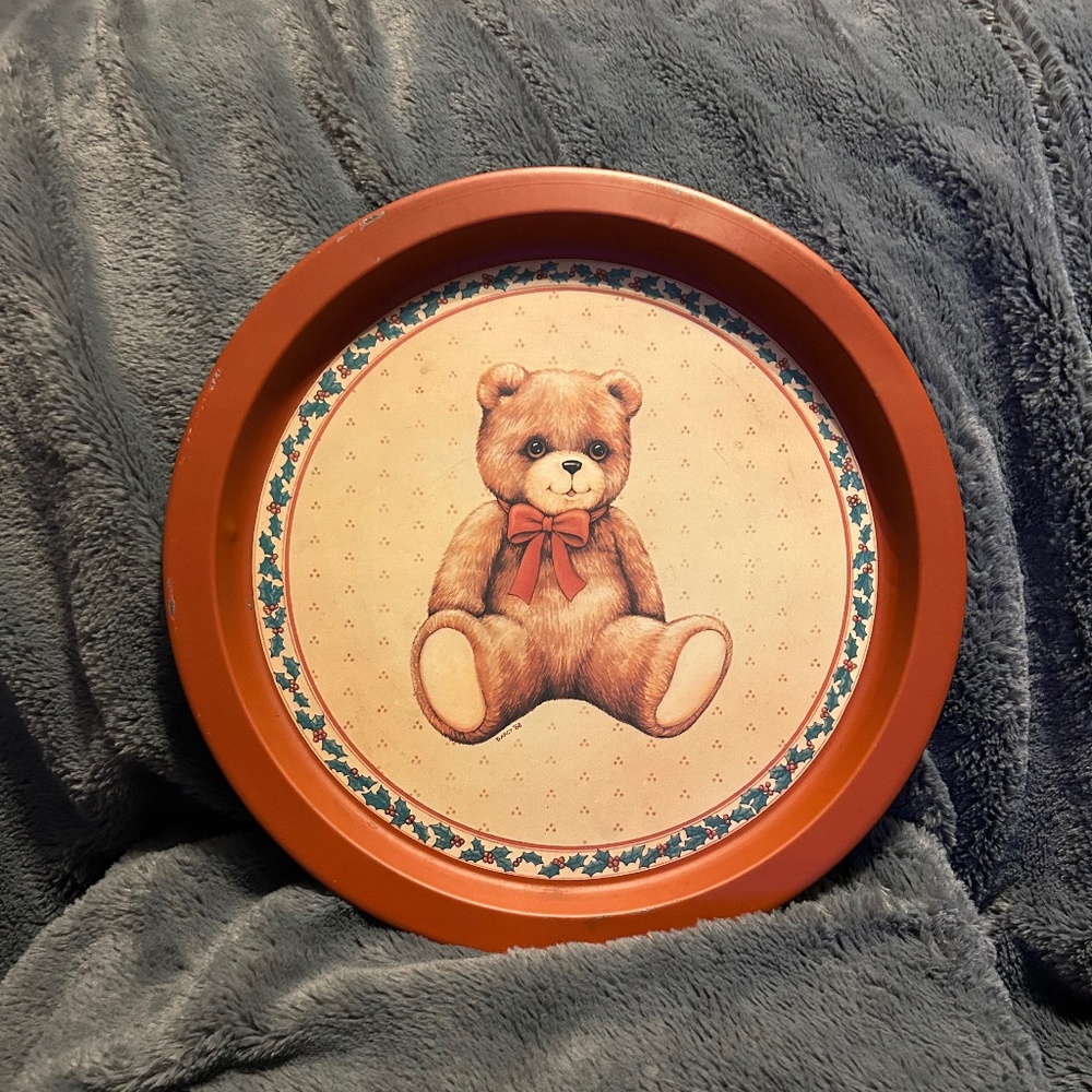 😉Bundle Days😉 Vintage 1989 House of Lloyd Teddy Bear Christmas Serving Tray Tin